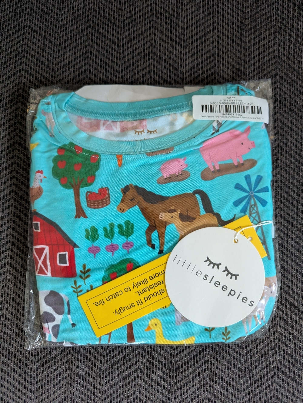 Little Sleepies Farm Family Blue Bamboo Pajamas 3T
